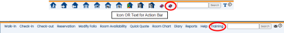 Action Bar with Training highlighted for selection